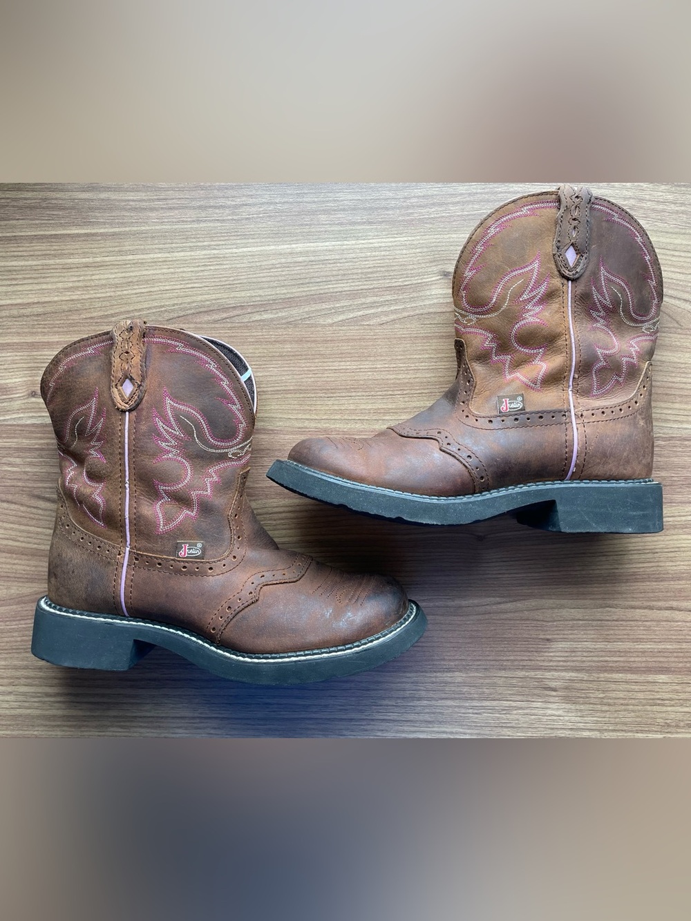 Justin Gypsy Women's Western Boots Aged Bark Pink Leather Style L9903 Size 10B